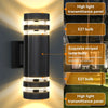 Modern up and down LED wall sconce with a striped lamp body featuring E27 bulbs and high light transmittance panels.