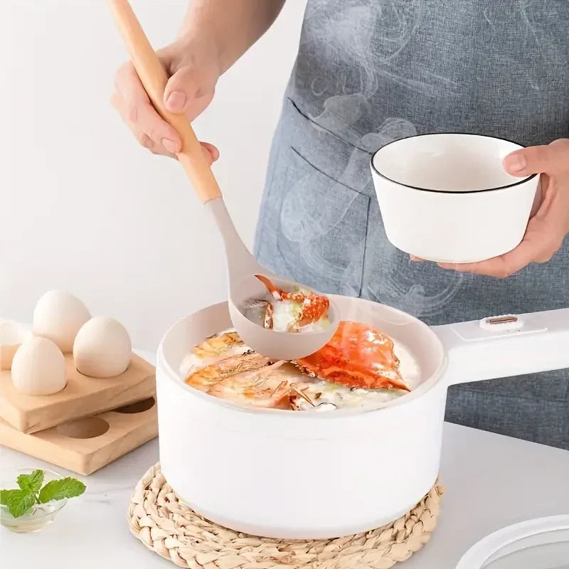 Ensemble de 12 Ustensiles de Cuisine en Silicone avec Manches en Bois
