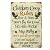 Retro Funny Chicken Farm Metal Sign for Kitchen and Coop