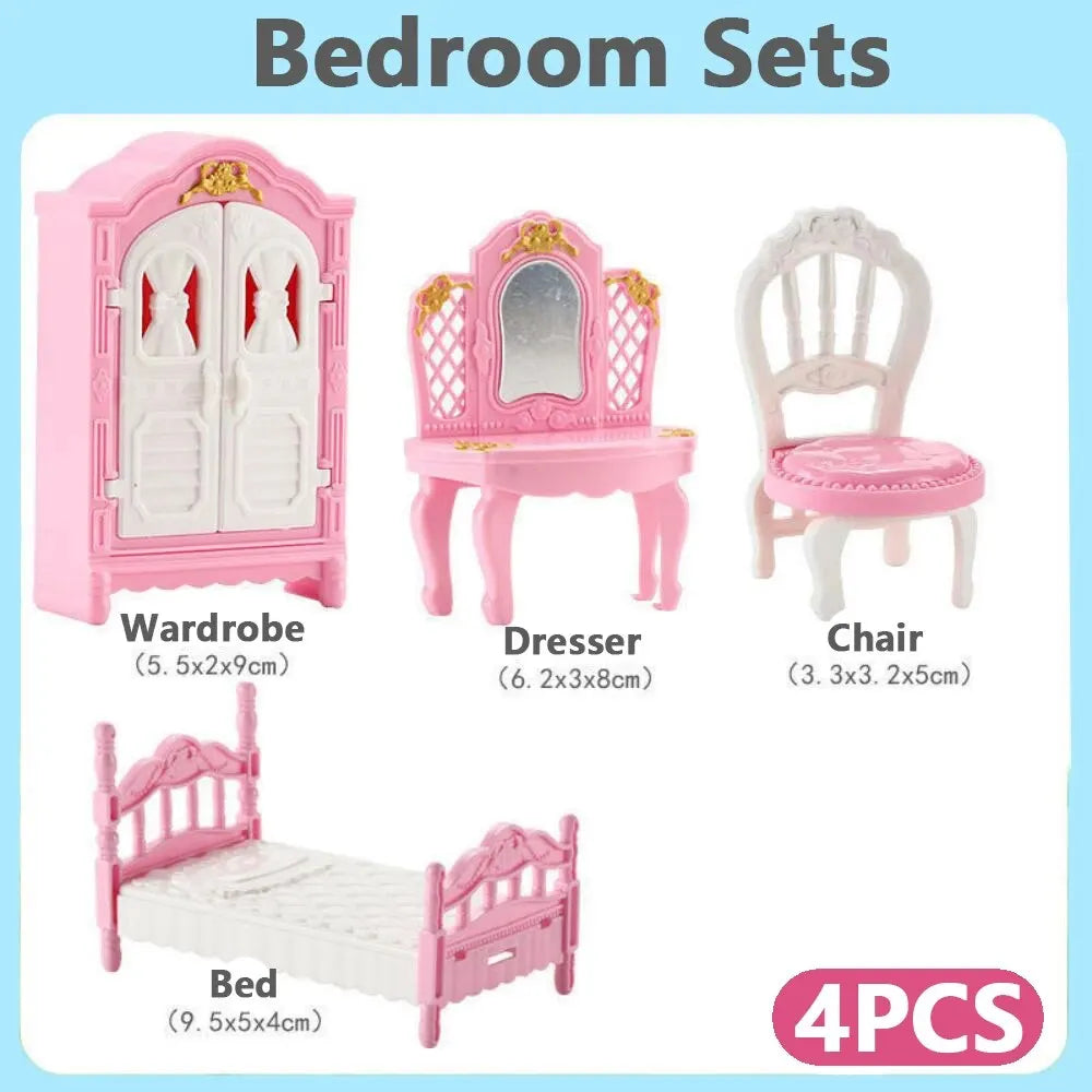 Kawaii Pink Dollhouse Kitchen Furniture Play Set