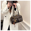 Women's Retro PU Leather Shoulder Bag with Multiple Pockets & Detachable Charm