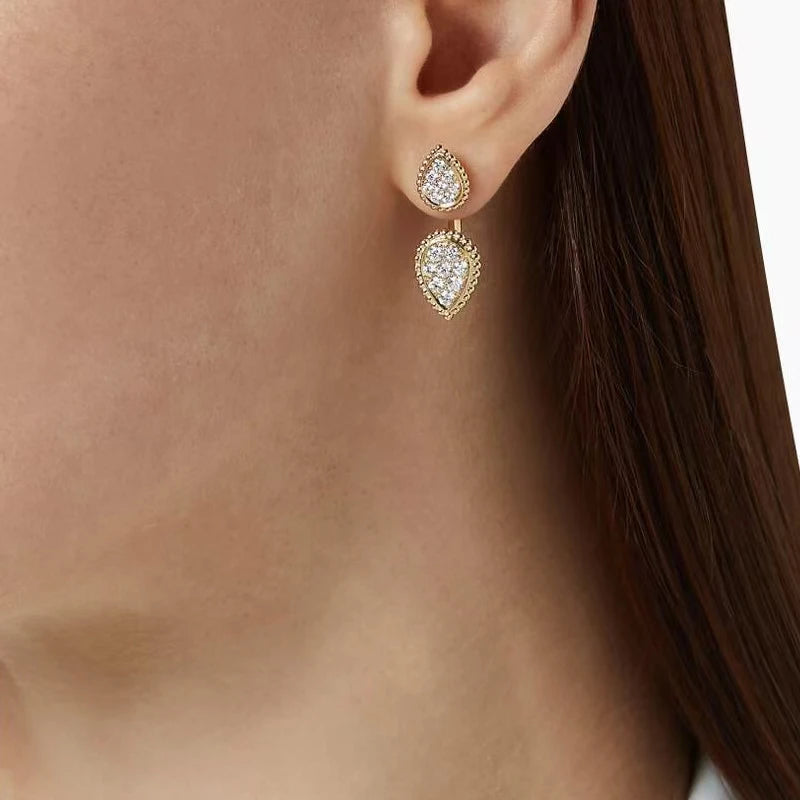 Detachable Double-Eye Gold Plated Stud Earrings