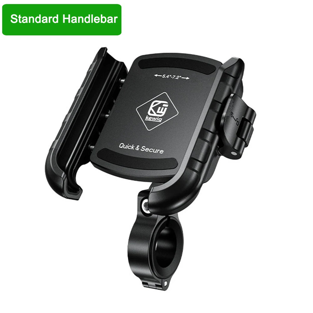 Black Quick & Secure standard handlebar phone mount for motorcycles and bikes.