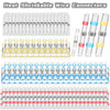 A collection of heat shrinkable wire connectors in various sizes and colors arranged in rows.