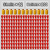 A grid of 30 red toy gun shells and 200 yellow bullets for various pistol models.