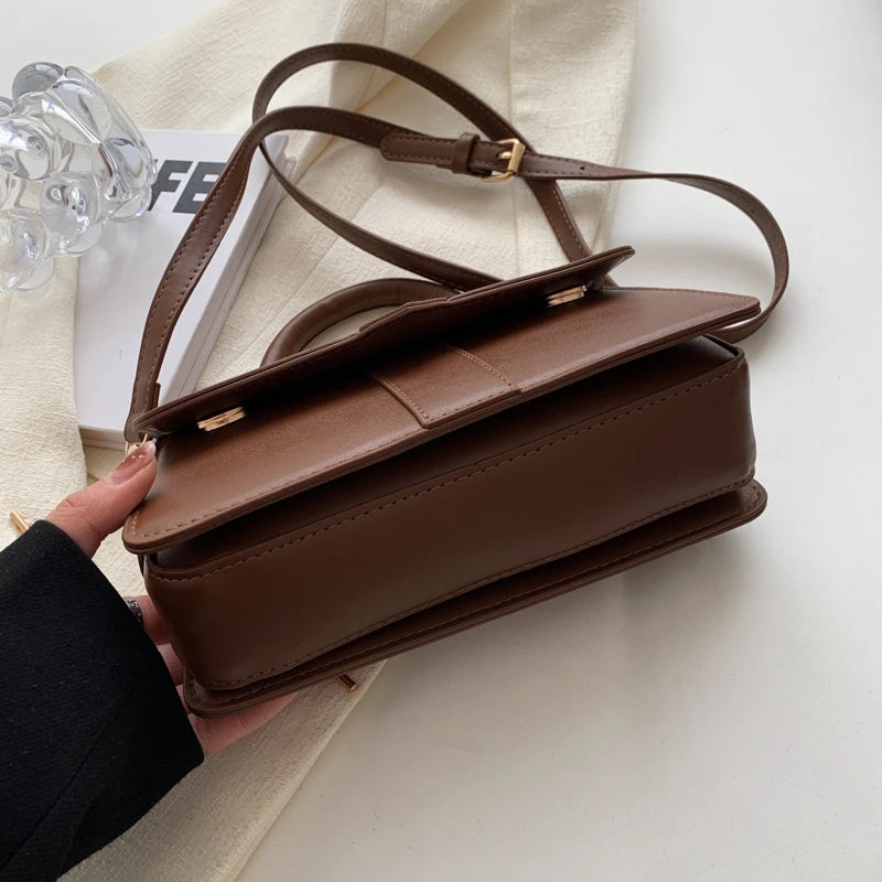 Vintage-Style PU Leather Crossbody Bag