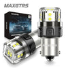 A MAXGTRS LED bulb for vehicle lights shown next to its packaging box.