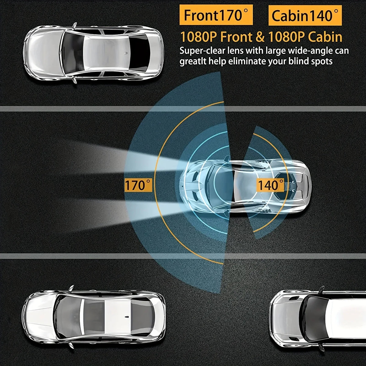 Dual-Lens Dash Cam with 1080P HD Recording and Night Vision