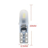 A white T5 wedge LED bulb with a clear lens and silver base, measuring 20mm in length.