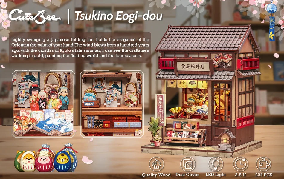 Book Nook DIY Wooden Miniature Kit with LED Lighting