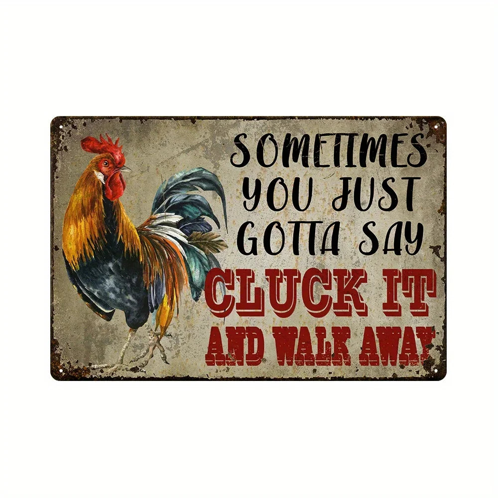 Retro Funny Chicken Farm Metal Sign for Kitchen and Coop