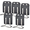 A set of black clip-on tool belt holsters designed for securing drills and power tools.