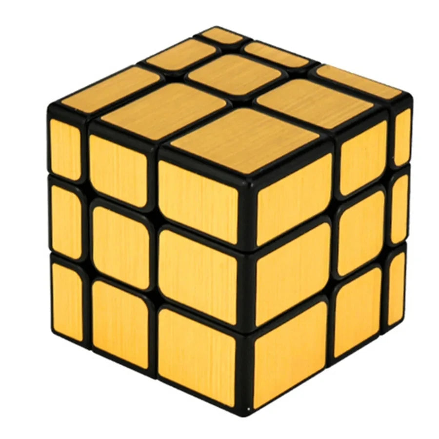 A golden and black cube puzzle with smooth turning faces.