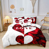 Dark Red Three-Piece Duvet Cover Set with Letter Print