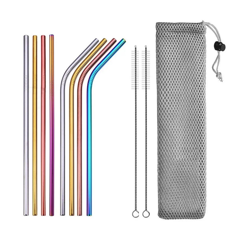 Reusable Stainless Steel Drinking Straws with Cleaning Brush