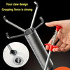 A hand holds a silver drain auger with a red claw grabber, demonstrating its strong grasping force for removing hair or clogs