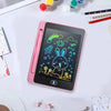 A pink 6.5-inch LCD writing tablet for kids displaying a drawing of a rabbit and sun.