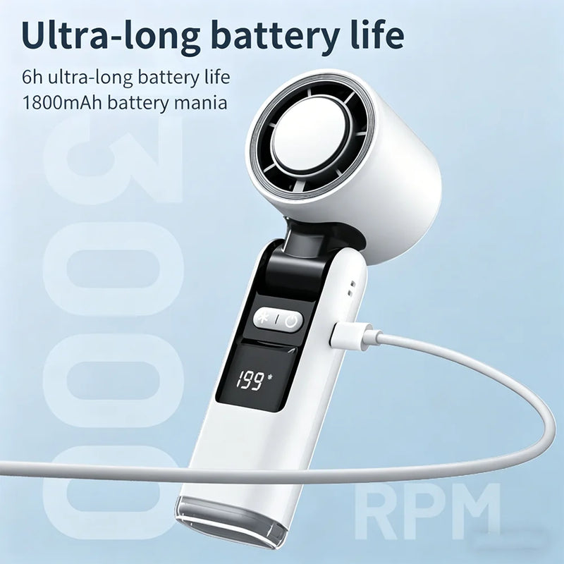 Foldable Mini Turbo Fan with Digital Display