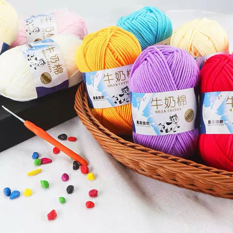 Milk Cotton Crochet Yarn – Soft, Durable Knitting Thread in 91 Colors