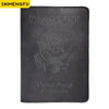 Genuine Leather Passport Holder with USA Flag Design