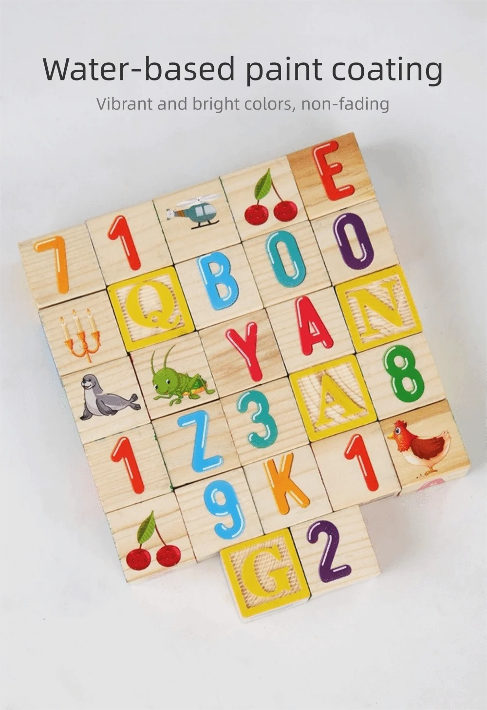 Wooden Alphabet Stacking Blocks Learning Toy