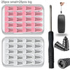 Un kit de réparation de crevaisons comprenant 25 petits et 25 grands outils métalliques.