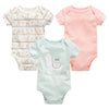 Cotton Short Sleeve Baby Bodysuits – Floral Print, 0-12 Months