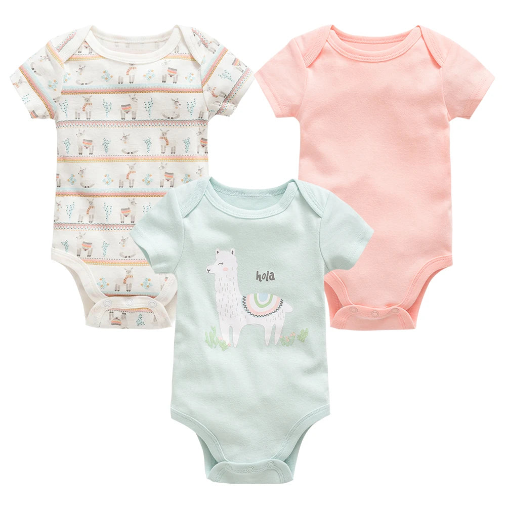 Cotton Short Sleeve Baby Bodysuits – Floral Print, 0-12 Months