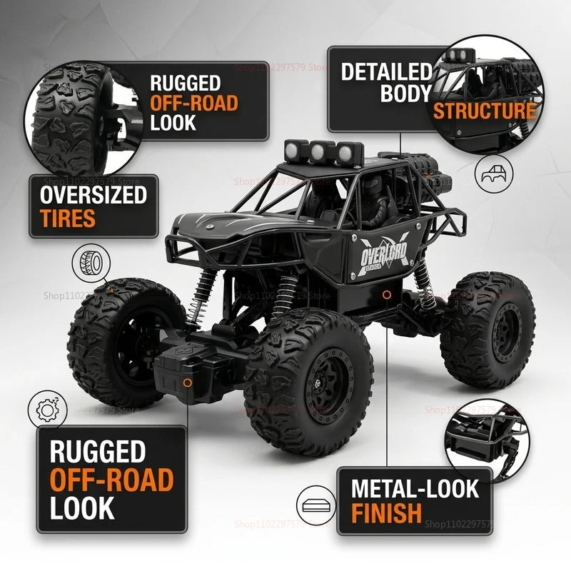 High-Speed Off-Road RC Monster Truck with LED Lights