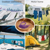 Various outdoor clotheslines and lines used for drying clothing on a balcony, motor home, yacht, and tent.