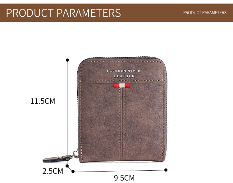 Men's Vintage PU Leather Wallet with Woven Tape Accent