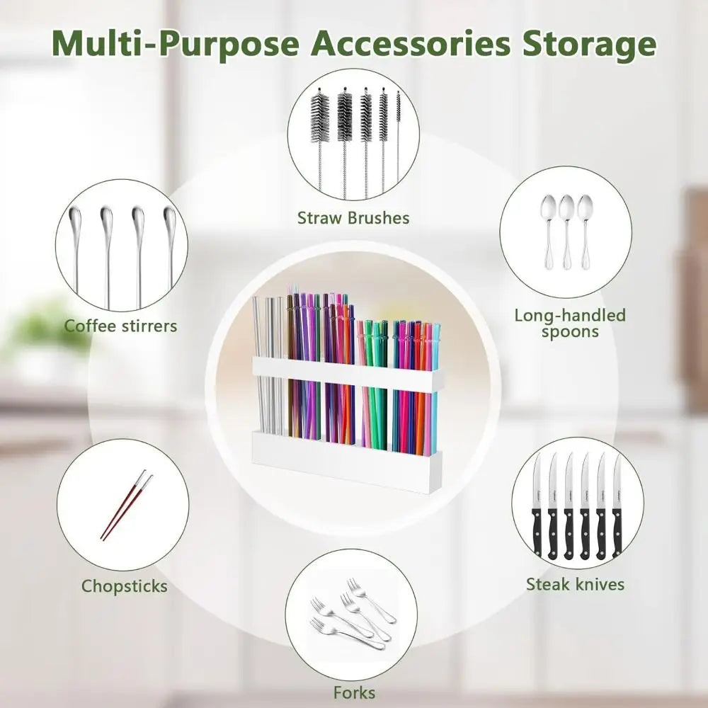 Acrylic Wall-Mounted Straw and Utensil Holder