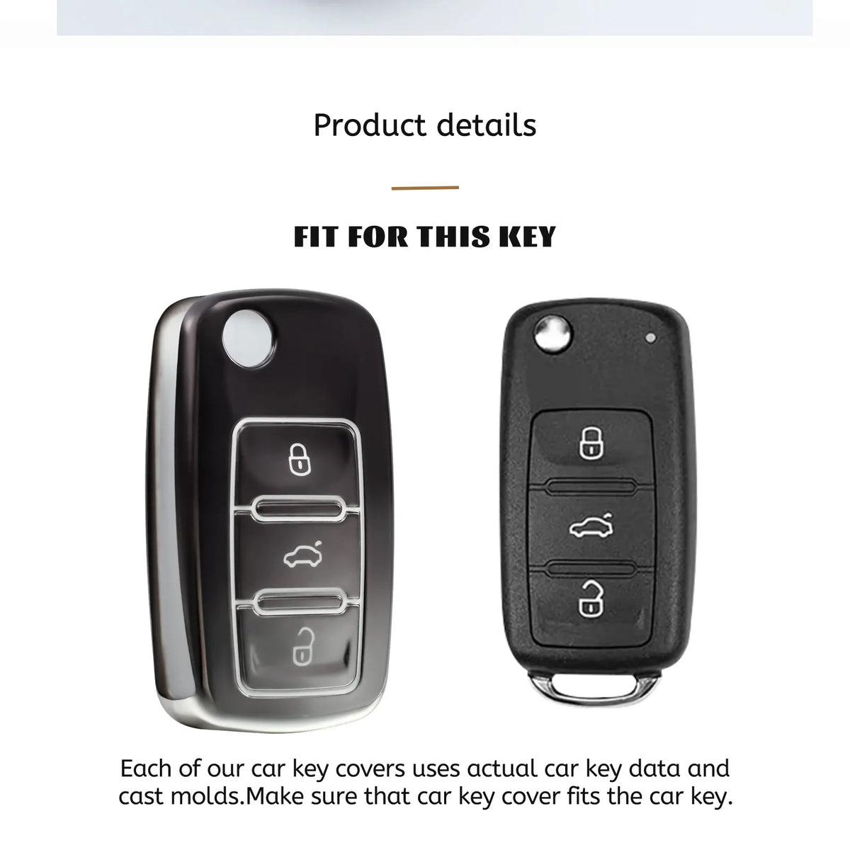 A black soft TPU car key cover designed to fit various car keys.
