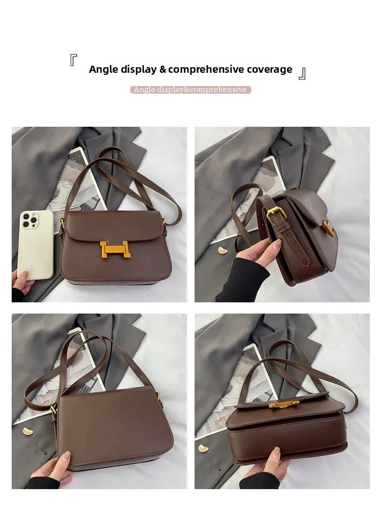 Korean Retro Square Crossbody Bag for Women – Compact Commuter Shoulder Bag