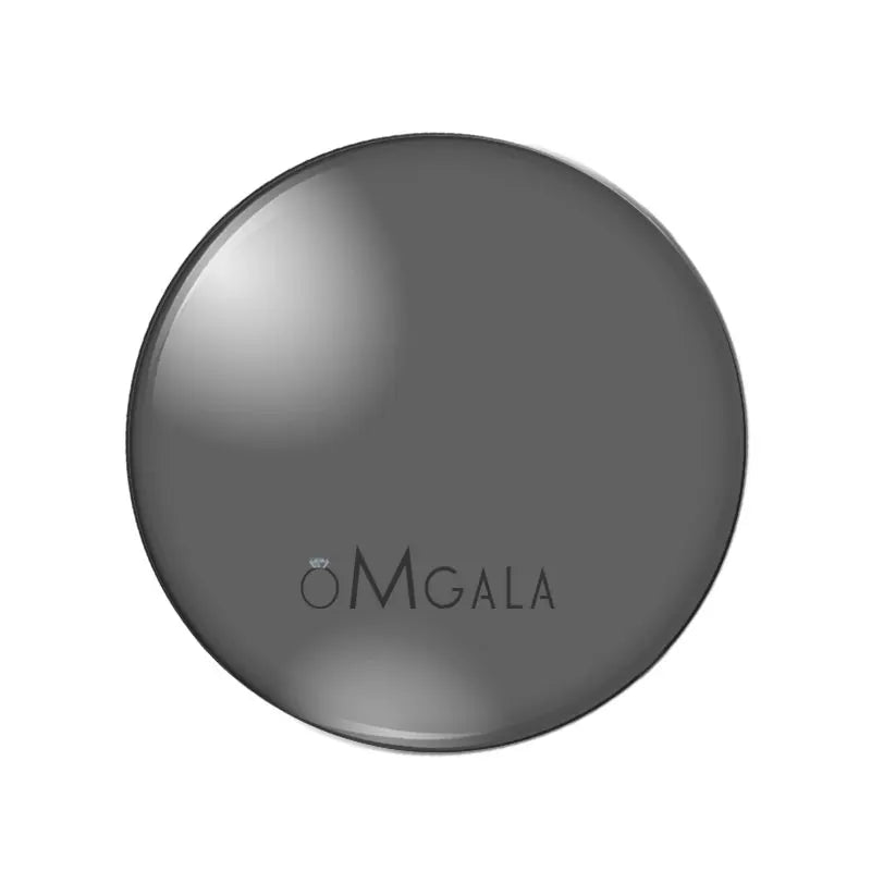 A round, smooth, dark gray glass cabochon for jewelry making.