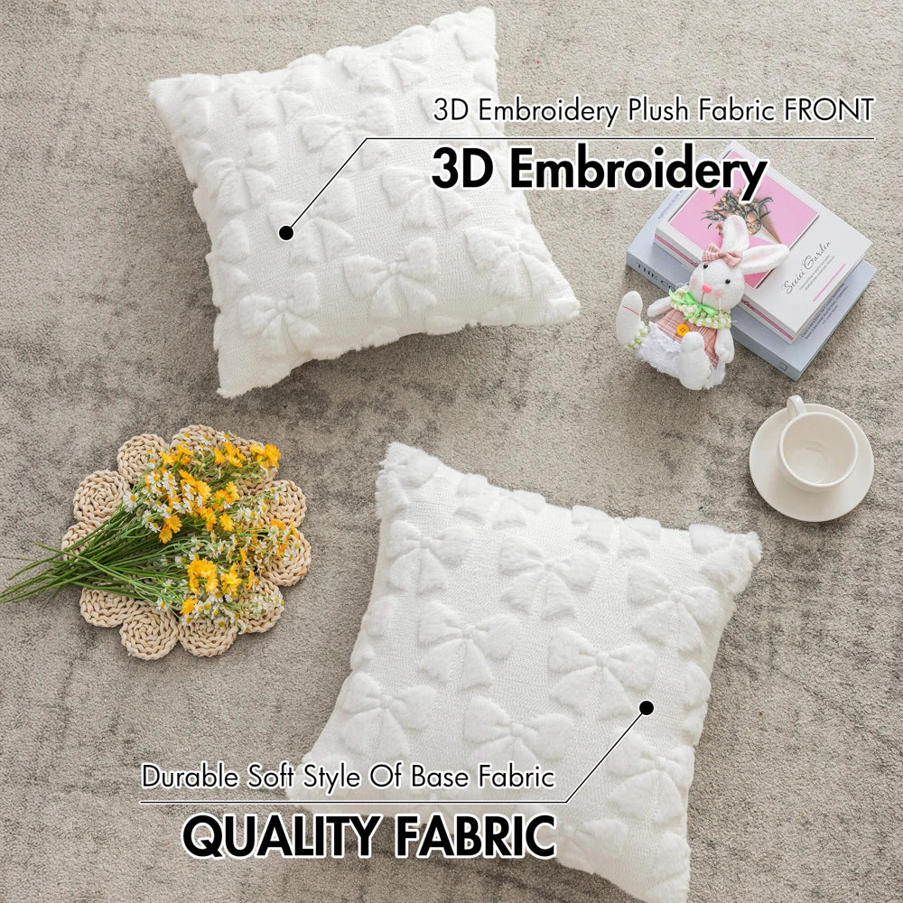 Faux Fur Bowknot Pillow Covers (Set of 2)