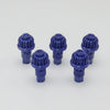 A set of five blue replacement drivers for a battling top, packaged together.