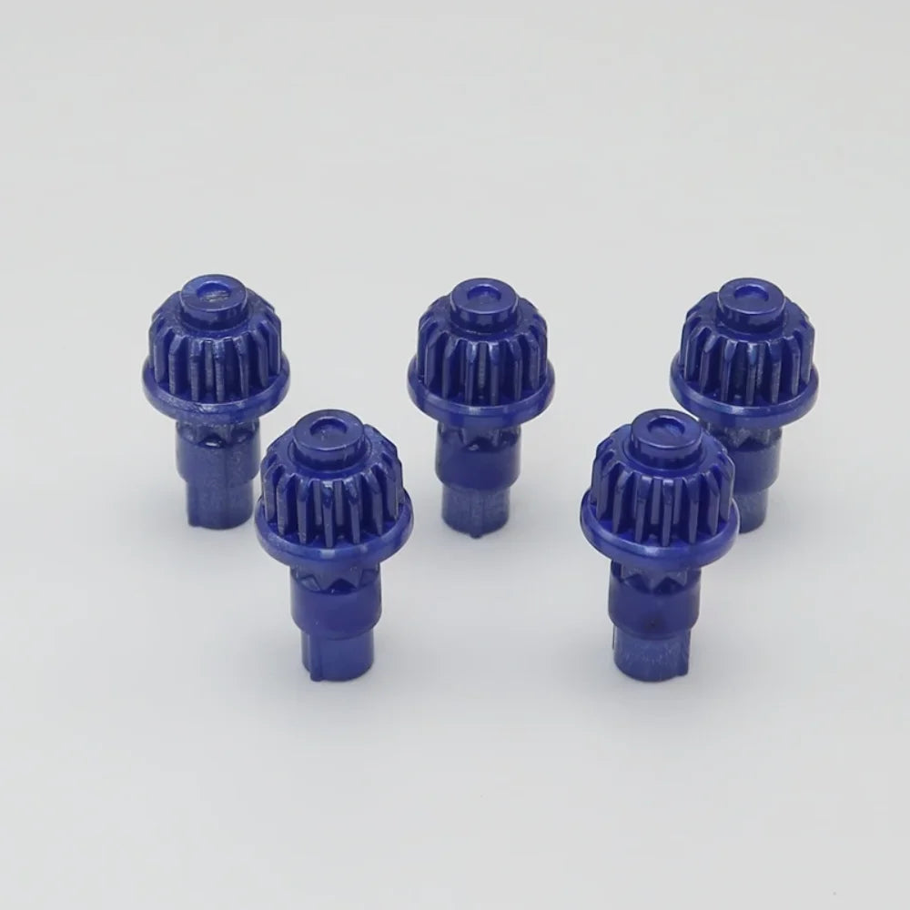A set of five blue replacement drivers for a battling top, packaged together.