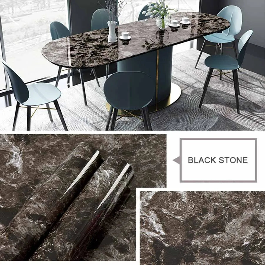 Black Self-Adhesive Waterproof Wallpaper for Kitchen & Furniture Renovation