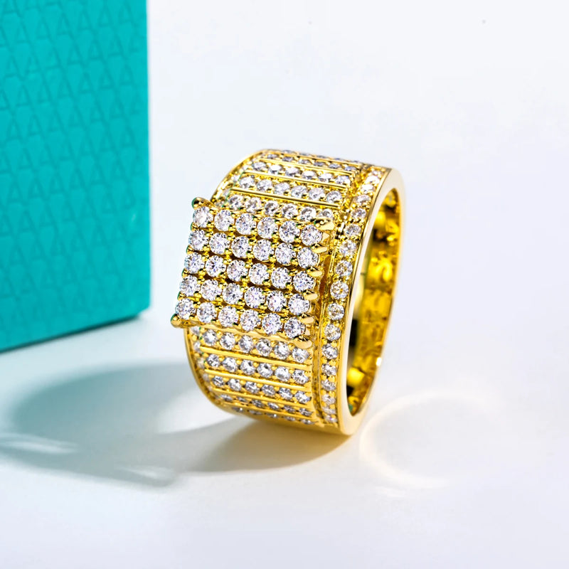 Men's 14K Gold Plated Moissanite Statement Ring