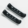 A pair of black silicone bicycle brake lever covers shown diagonally on a white background.