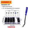 A set of 100 pieces of boxed buckle and car disassembly tools including a screwdriver and trim removal tools
