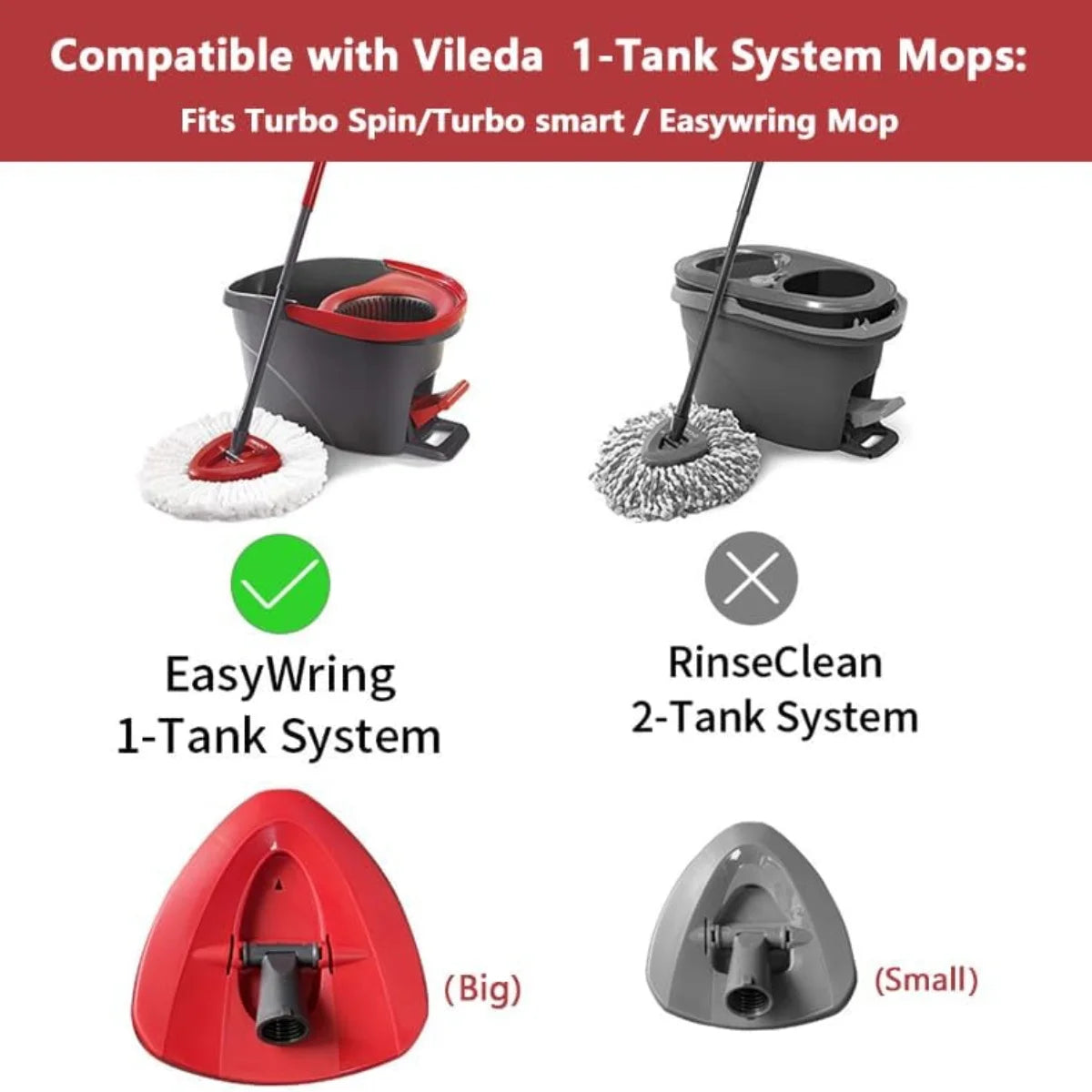 Replacement Microfiber Mop Head & Adjustable Handle for Spin Mop Systems