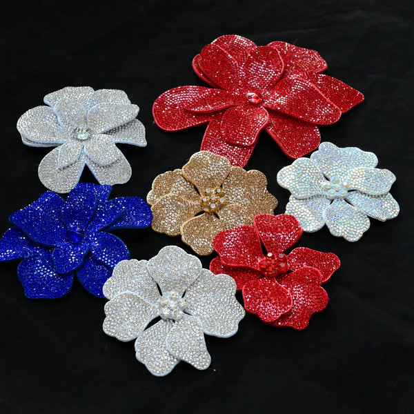 Crystal Rhinestone Flower Sew-On Patches for Clothing & Accessories