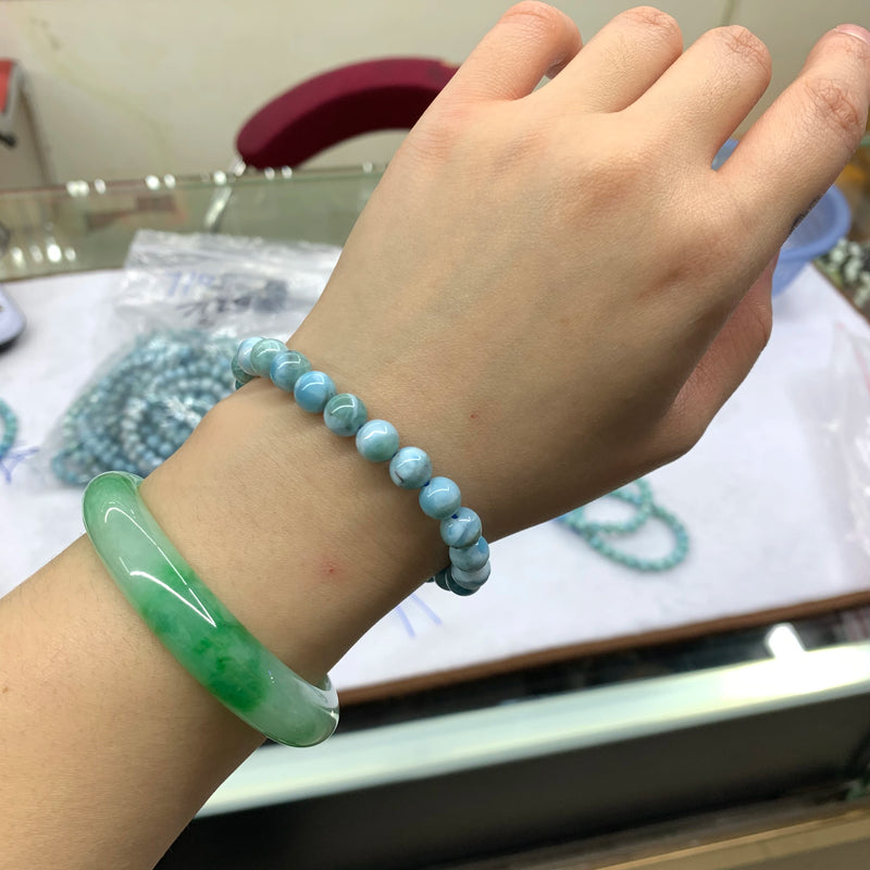Bracelet en perles de Larimar naturel et cuivre