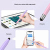 A pink dual-nib capacitive stylus pen is shown next to a purple one, demonstrating its use for tablets and smartphones.