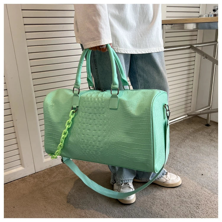 Crocodile Grain Large Capacity Travel Duffle Bag
