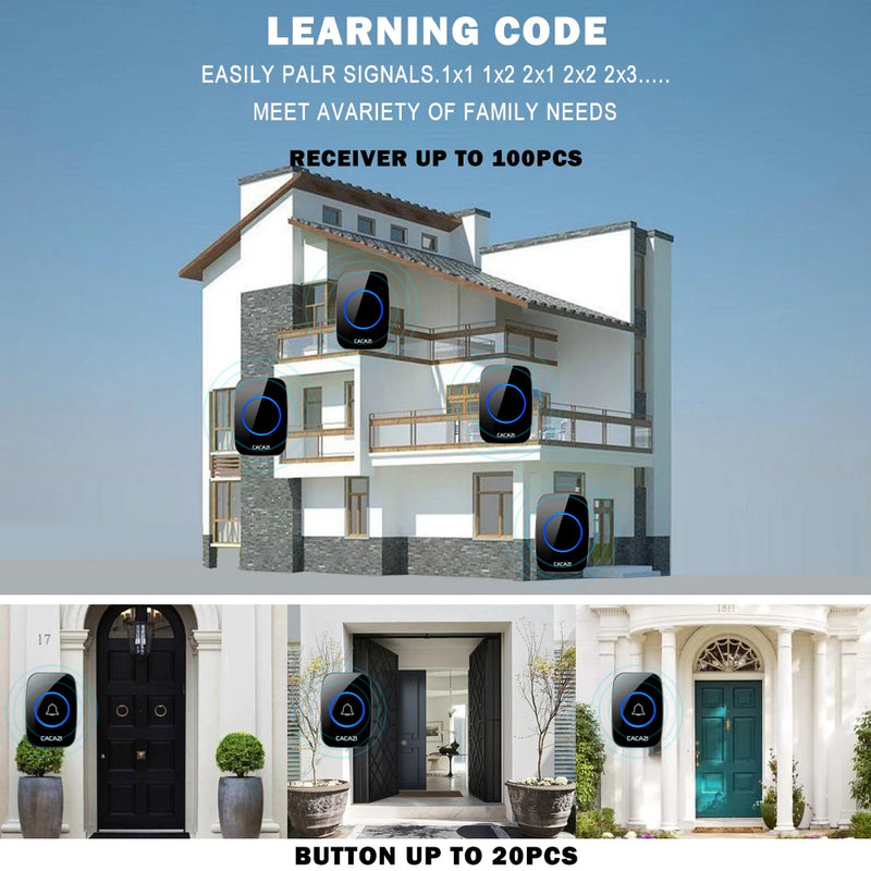 Wireless Doorbell with Long Range and Waterproof Design