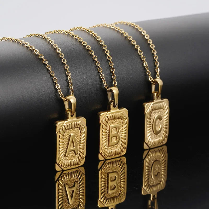Initial Pendant Necklace in Stainless Steel