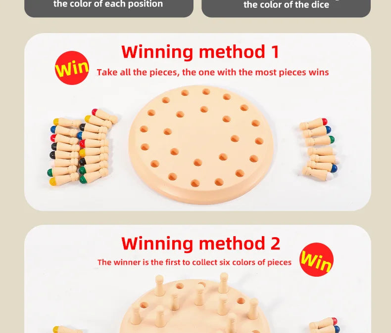 Wooden Memory Match Stick Chess Game – Montessori Color Matching Board Game